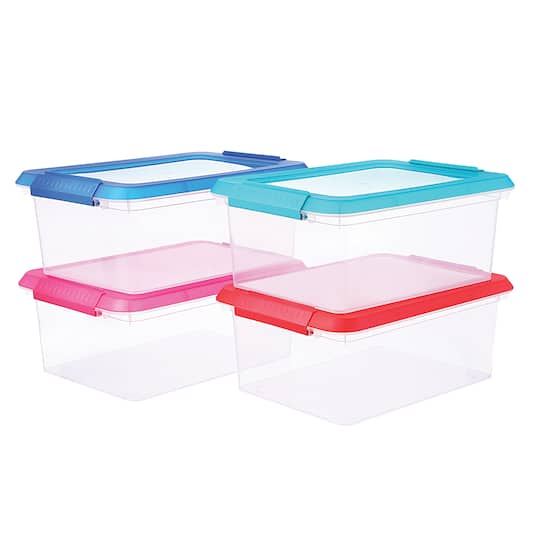 IRIS USA 14.5 Quart Plastic Storage Bin Tote Organizing Container with  Latching Lid, Stackable and Nestable, Clear, 4 Pack 